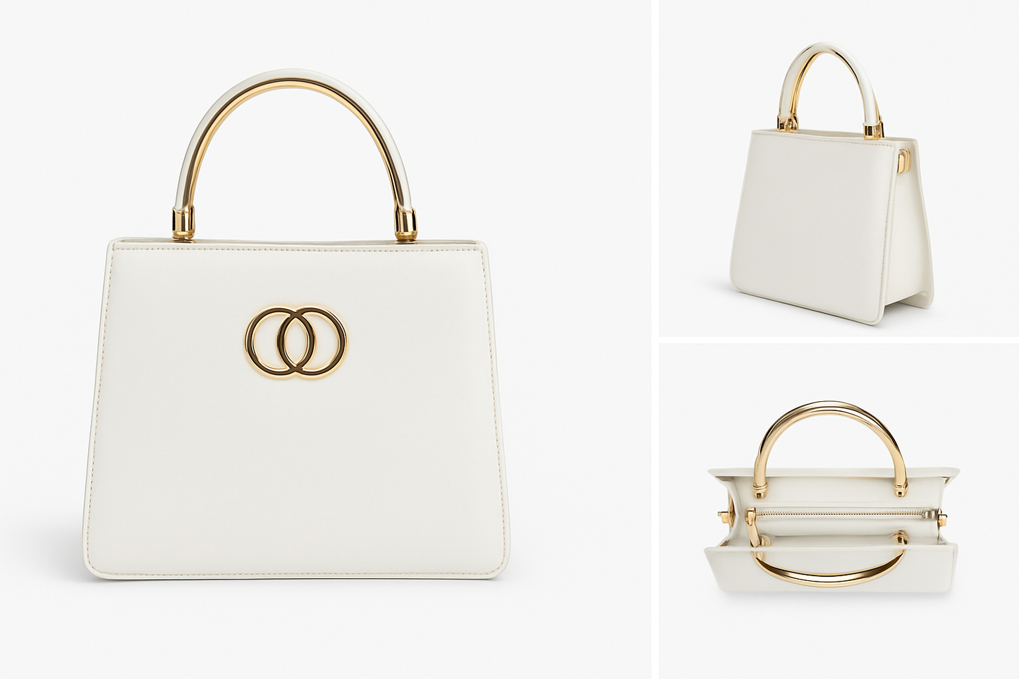 Divyda White Designer Handbag with Detachable Strap