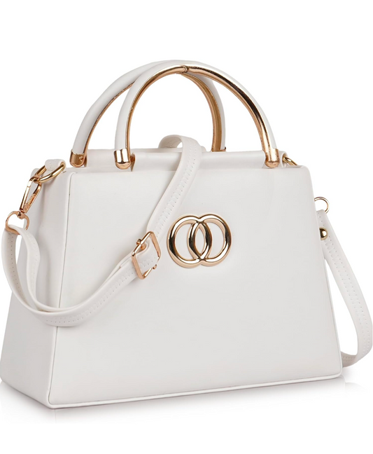 Divyda White Designer Handbag with Detachable Strap