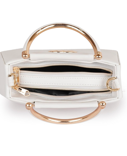 Divyda White Designer Handbag with Detachable Strap