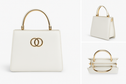 Divyda White Designer Handbag with Detachable Strap