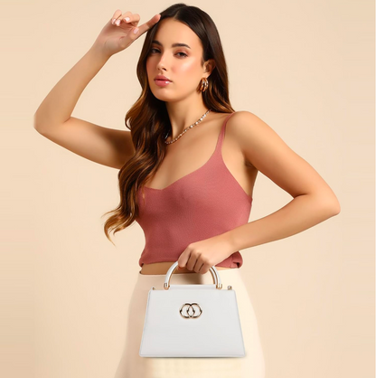 Divyda White Designer Handbag with Detachable Strap