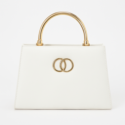 Divyda White Designer Handbag with Detachable Strap